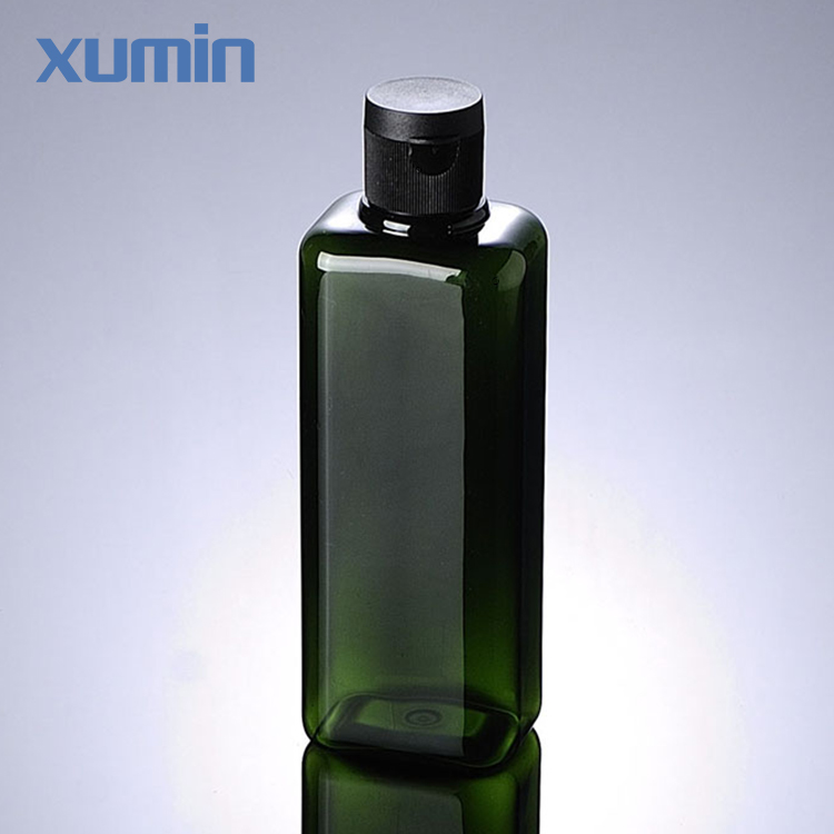 World Manufacturers 200 ML Black Flip Cap Square Green Plastic Pet Bottle