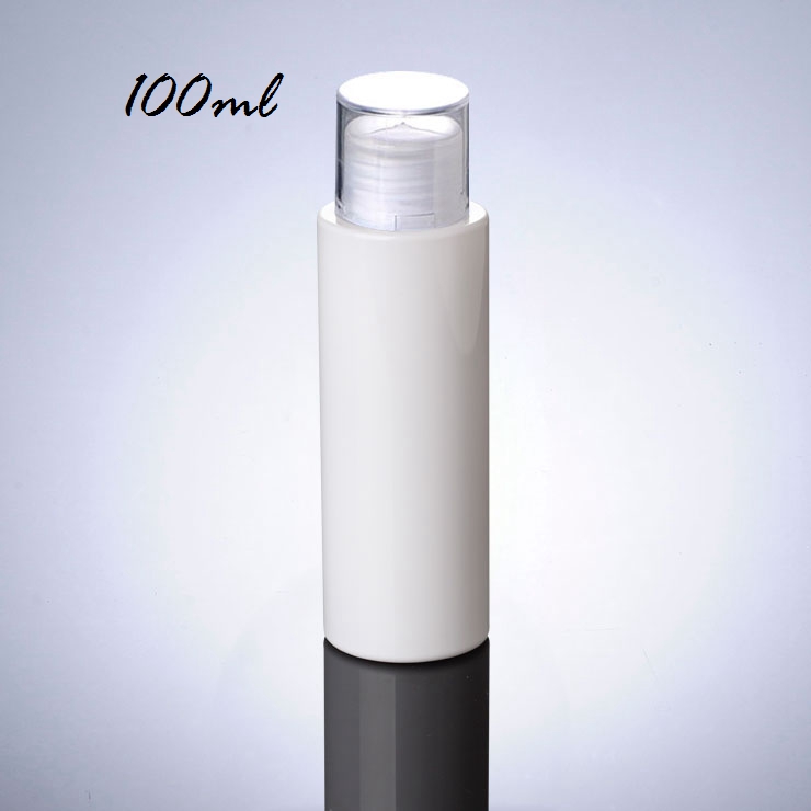 Leka sönnun Hönnun Clear Cover White Cap 3 Stærðir Þvermál 100ml 150ml 200ml Cosmetic PET flaska