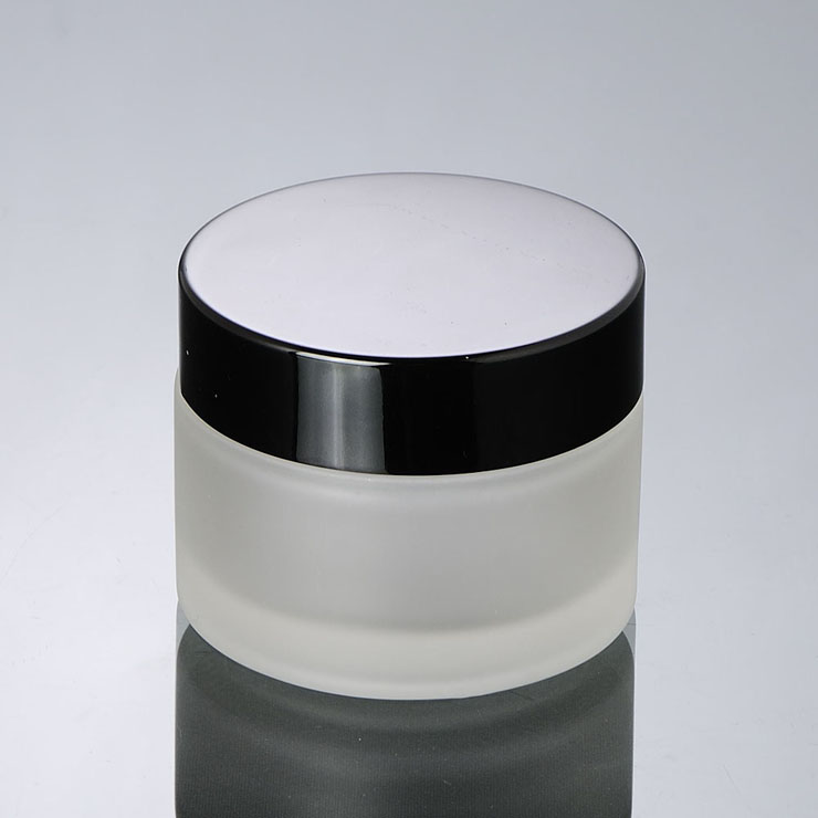New Recycled Packaging Black Cap Frosted Cosmetic Container 15G 20G 30G 50G Glass Cosmetic Jar