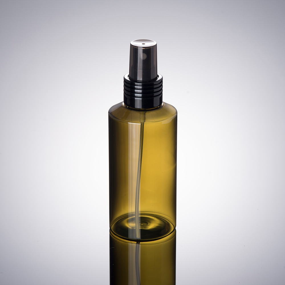 tempo de entrega rápido tapa spray negro claro marrón 150ml botella pet cosméticos verde