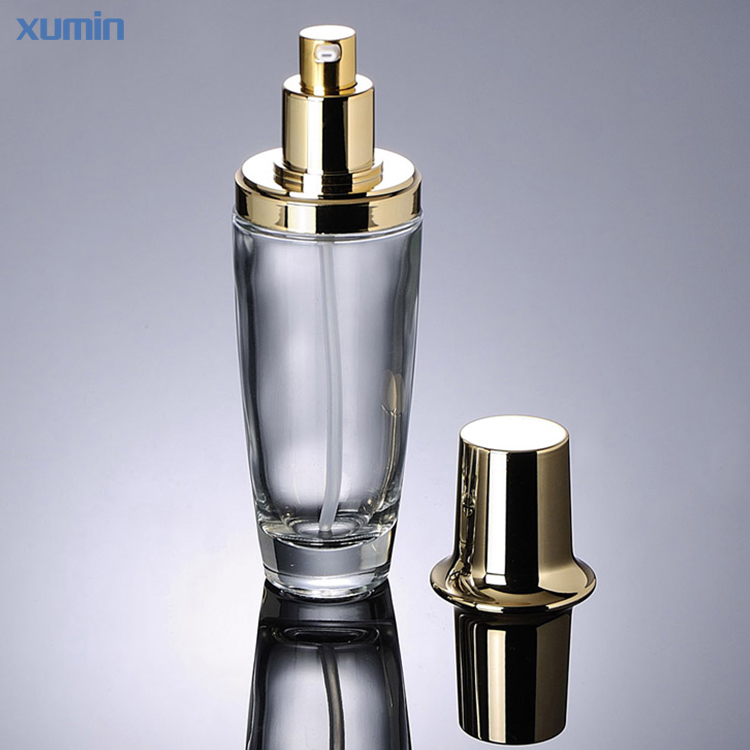 Trade Assurance Golden Cap 2oz 30Ml 50Ml 100Ml Clear Glass serum Bottle 20G 30G 50G Glass Cosmetic Jar