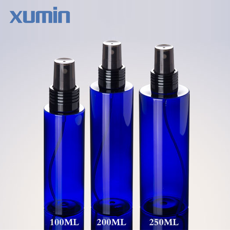 High Quality Black Spray Cap Blue 100Ml 200Ml 250Ml Cosmetic Pet Bottle