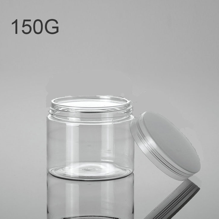New design clear cap cosmetic packaging 50G 100G 120G 150G 200G clear cosmetic pet plastic jar
