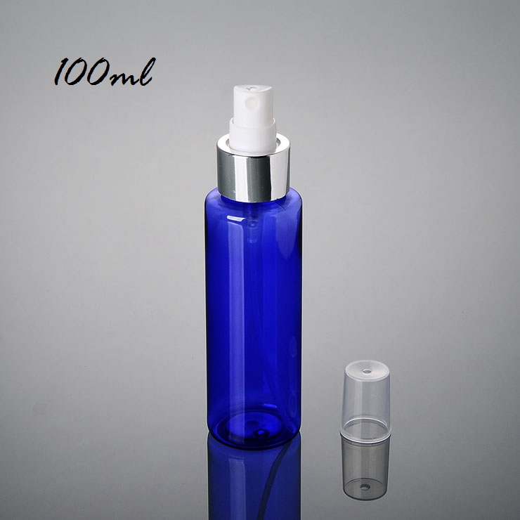 Factory source Small Bottles -
 New Design Fashion Packaging Sliver Spray Cap Blue 100 200 250ml Cosmetic Pet Bottle – Xumin