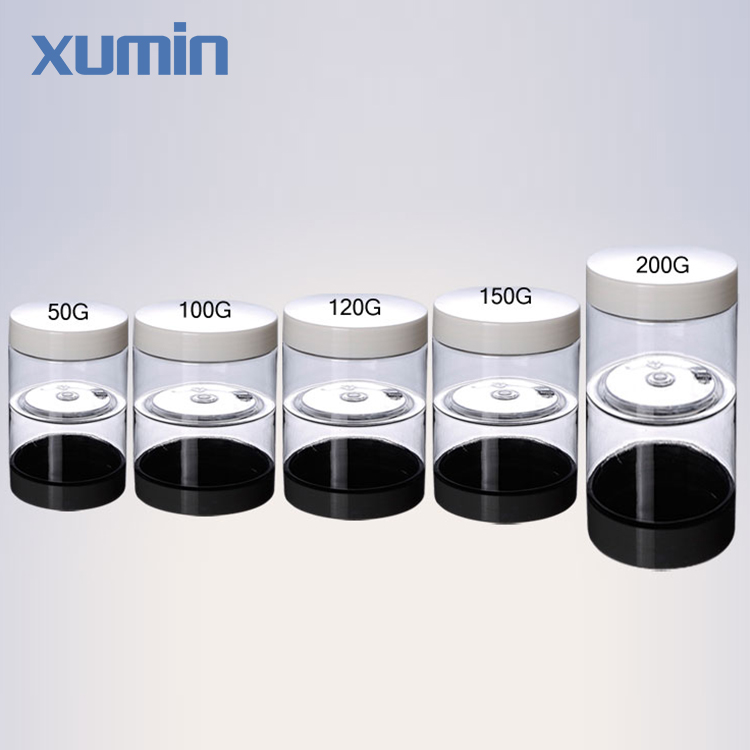 Minimum order allow white cap 50G 100G 120G 150G 200G clear cosmetic pet plastic jar