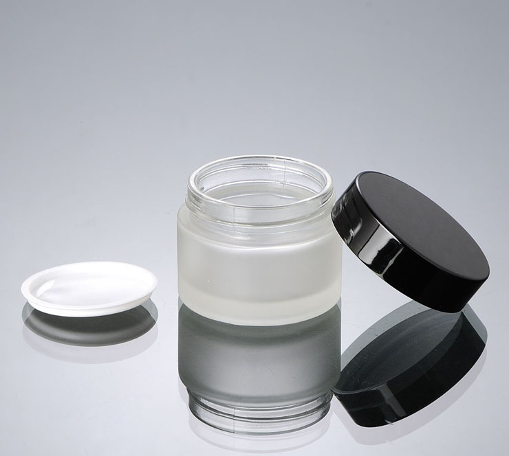 New sake yin fa'ida marufi Black Cap frosted Cosmetic Container 15G 20G 30G 50G Glass Cosmetic Jar