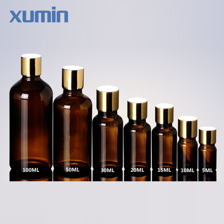 OEM China Plastic Cosmetic Container -
 Bright gold 5ml 10ml 15ml 20ml  30ml 50ml 100ml amber golden anodized Aluminium ring set essential oil glass bottles – Xumin
