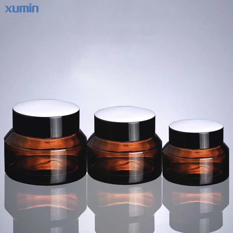 Εμπόριο Διασφάλισης Amber Glass καλλυντικά Jar μόδας Συσκευασία 15G 30G 50G Γυαλί καλλυντικά Jar