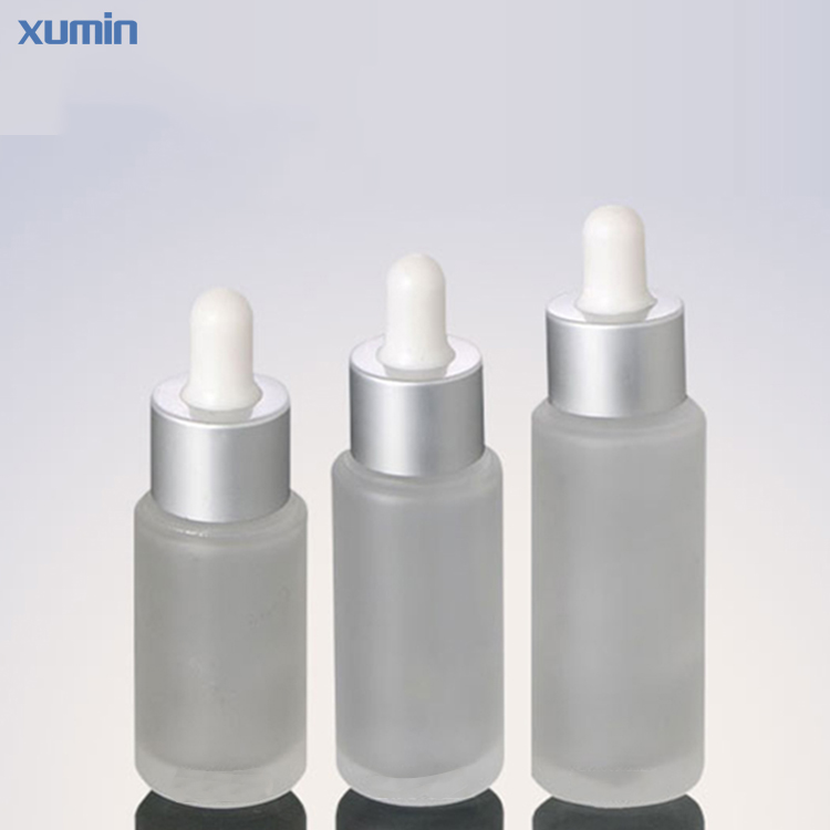 Good quality Custom Packaging - Cosmetic packaging round white matte white 20ml 25ml 30m dropper glass bottle for oil – Xumin