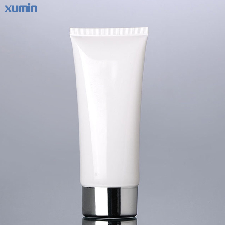 Trade Assurance 50ML 100ML Sliver Aluminum Cap White Flat Plastic Cosmetic Tube For Eye Cream Packaging