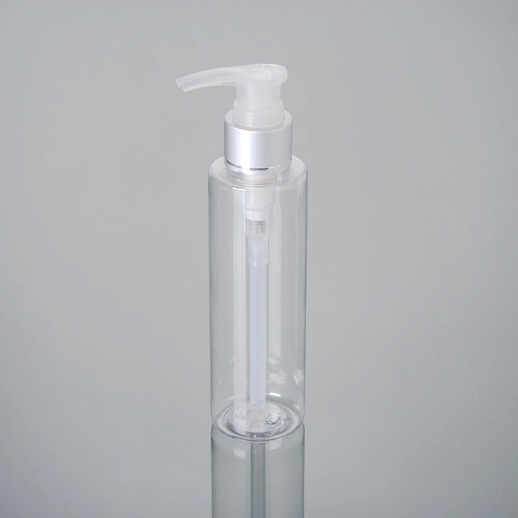 Fast delivery time sliver cap clear green brown 150ml pump cosmetic pet bottle