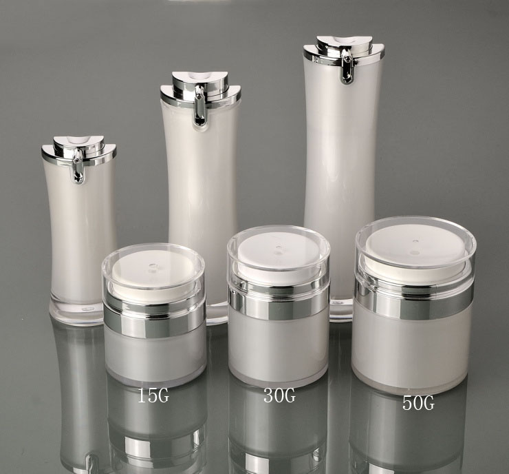 Trending High Class Packaging 15g 30g 50g cream Jar 15ml 30ml 50ml Acrylic Pump Bottle for lotion