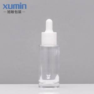 transparent glass dropper bottle packaging 30ml for facial serum skin care