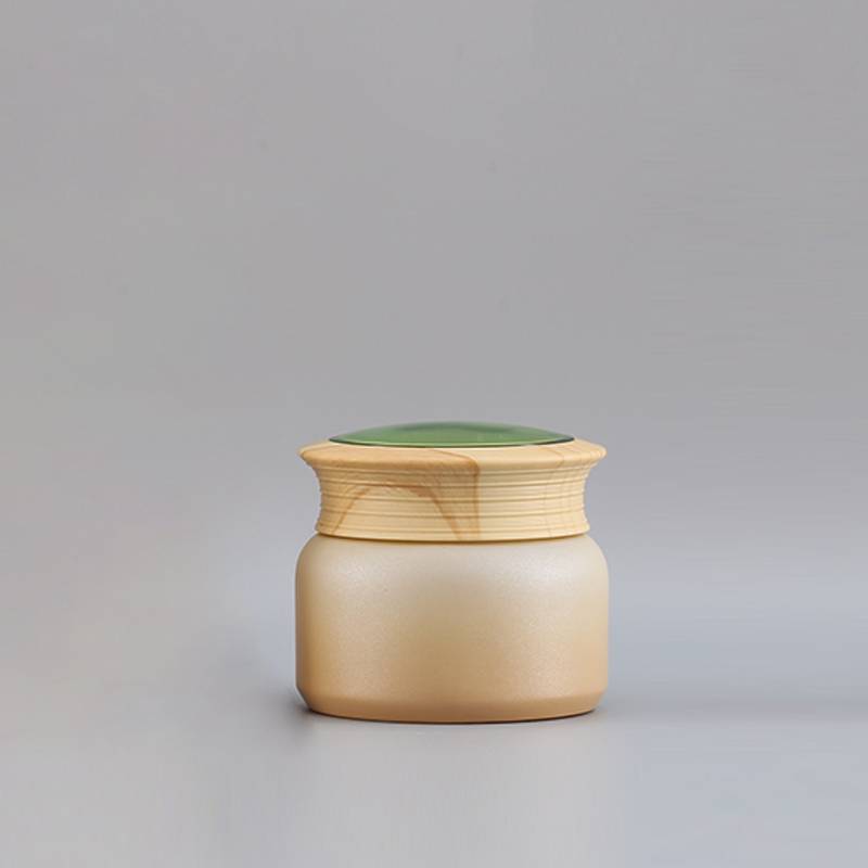 50g cream jar wood grain glass jar luxury cosmetic glass jars for cosmetic with bamboo lid Featured Image