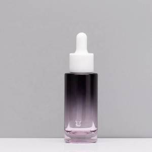 Wholesale packaging 30ml purple mini glass dropper bottle with white Rubber head