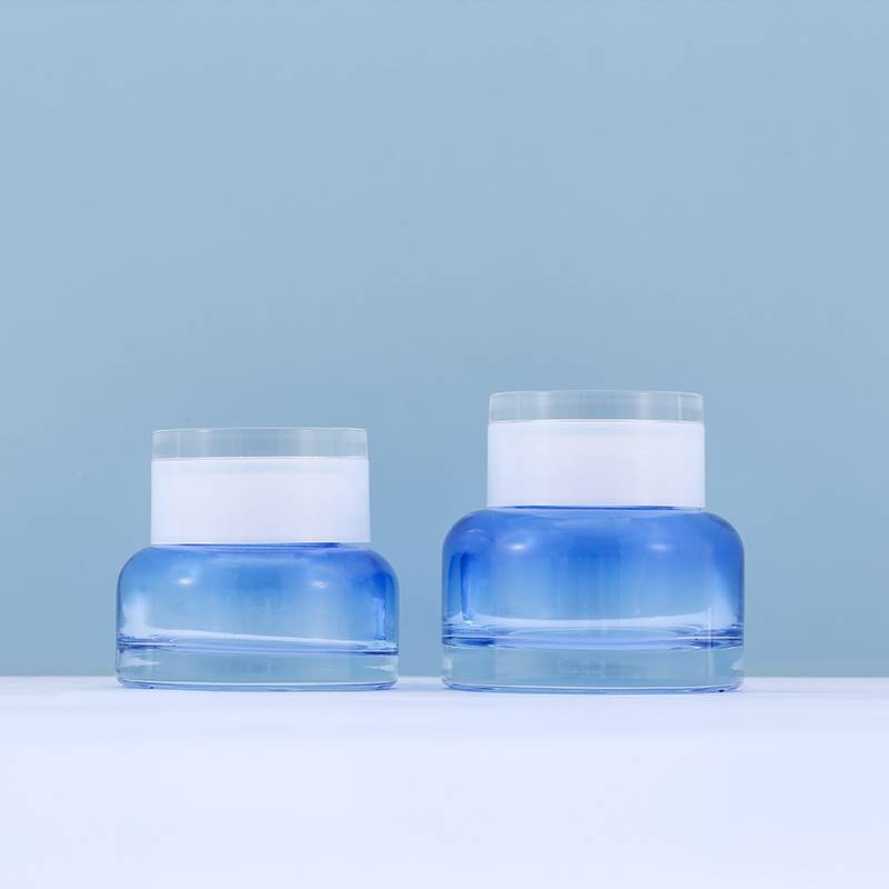 Wholesale Discount Glass Bottle Dropper - 50ml glass jars blue cosmetic cream jar 30ml glass jar container gradient – Xumin