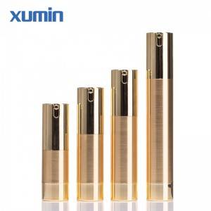 15ml 20ml 25ml 30ml gold airless lotion bottles white gold pump head cosmetic plastic packaging