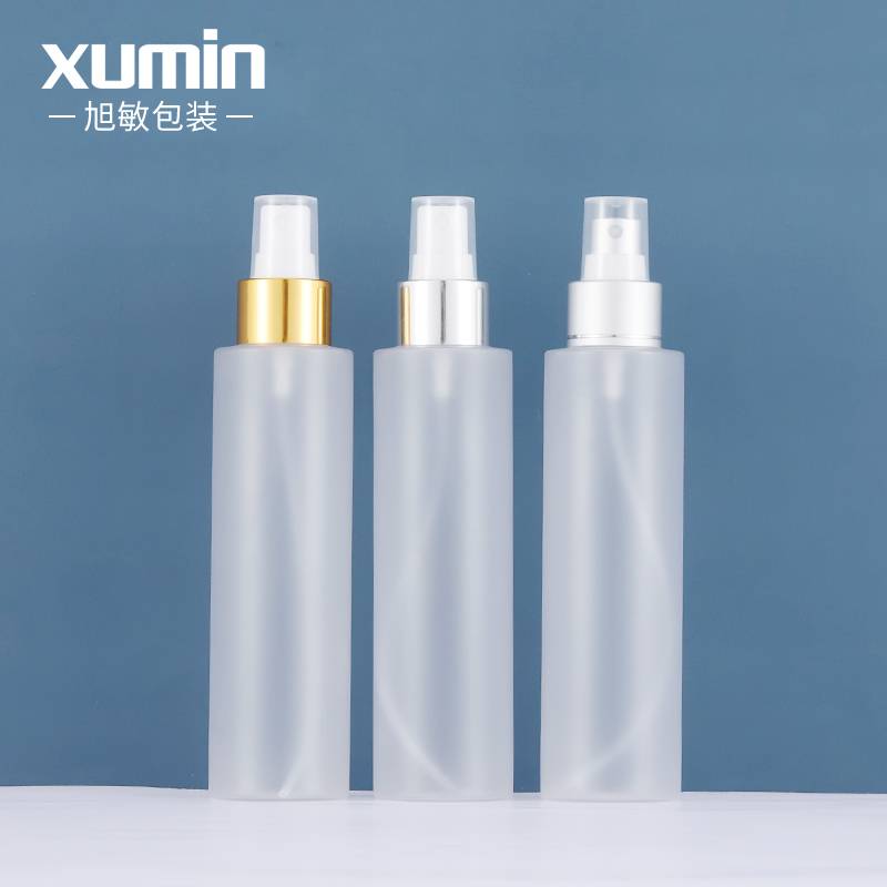 Cosmetic pet Gold circle 150ml frosted bottle silver circle 150ml spray bottle 150ml plastic bottles Featured Image
