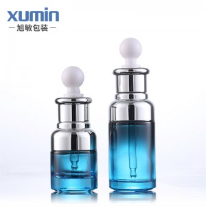 Sale Blue glass dropper bottle 20ML 40ML guangzhou glass bottle cosmetic packaging