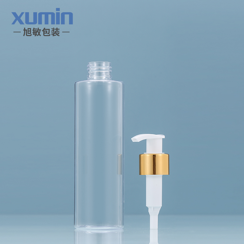 Trending ProductsCosmetic Hose - Transparent Gold Circle bottle cosmetic big capacity 100ML 120ML 150ML 200ML 250ML lotion bottle – Xumin detail pictures