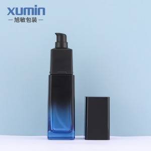 packaging cosmetics containers glass jar bottles 50g blue square glass bottle 40ml 110ml 125ml luxury lotion glass bottle