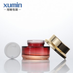 cosmetic 50g glass cream jar gradual change red color with face cream jar glass