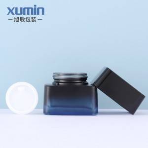 packaging cosmetics containers glass jar bottles 50g blue square glass bottle 40ml 110ml 125ml luxury lotion glass bottle