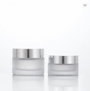 wholesale cosmetic jar 50ml face cream jars frosted glass jar with silvery lid