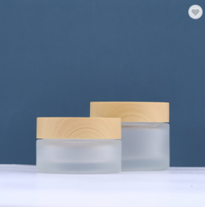 wholesale 30ml 50ml cosmetic jar glass cream jar container frosted glass jar with bamboo lid