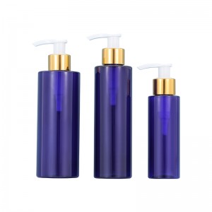 China OEM Amber Bottles - Luxury Blue 100ml pet bottle big capacity 200ML 250ML Golden Circle cosmetic plastic bottle – Xumin