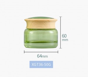wholesale green luxury cosmetic glass jar 50ml cream jar containers with glass jar bamboo lids