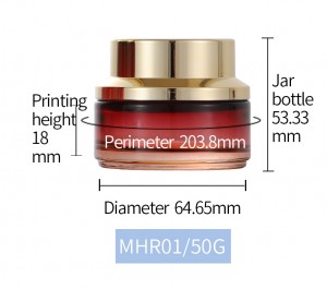 cosmetic 50g glass cream jar gradual change red color with face cream jar glass