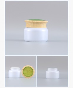1oz 2oz 50ml 50g white cream jar bamboo lid cosmetic glass jar with glass jar with bamboo lid