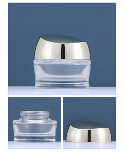 Cosmetic 50g clear glass jar with gold lid container glass jar 50ml packaging