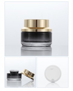 Cosmetic glass jars containers black cream glass jar 50g custom  gradual change black color glass packaging