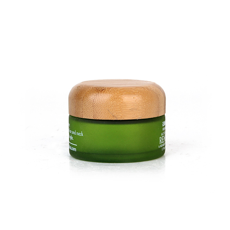 Download Luxury 50ml Cosmetic Packaging Frosted Green Glass Cosmetic Cream Jars Container With Bamboo Lids Factory And Manufacturers Yanjia