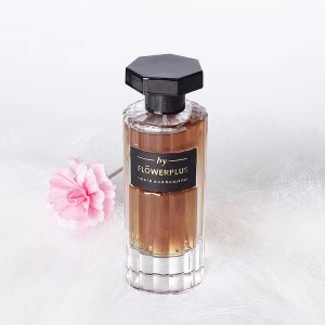 New design 100ml unique vertical stripe glass perfume bottle with logo printing