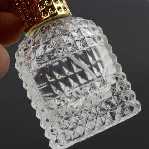 Wholesale perfume bottle 30ml custom label engraved spot clear mini empty glass bottle with goden cap