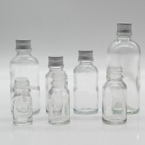 5ml 10ml 15ml 20ml 30ml 50ml 100ml factory clear glass empty bottle essential oil with aluminium dropper cap