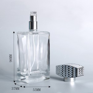 Tukku neliö hajuvesi pullo 100ml miesten hajuvesi pullo lasi ylellinen hopea pullonkorkki