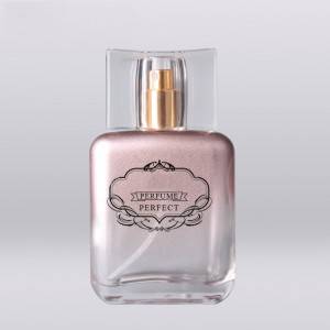 50ml wholesale fancy pocket perfume bottle design flat shape pink coating