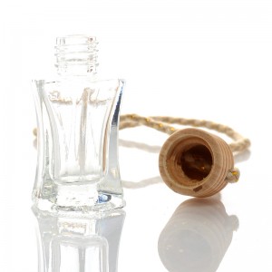 7ml 8ml car air freshener factory clear empty glass hanging car perfume bottle with wooden cap    
