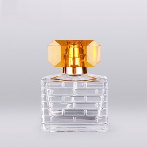 claro cadrado frasco de perfume de pulverización de vidro branco 30ml con alta final tapón UV plástico