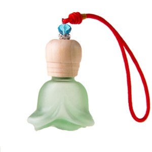 6ml fashion wooden cap frosted air freshener small hanging empty glass car perfume bottle  