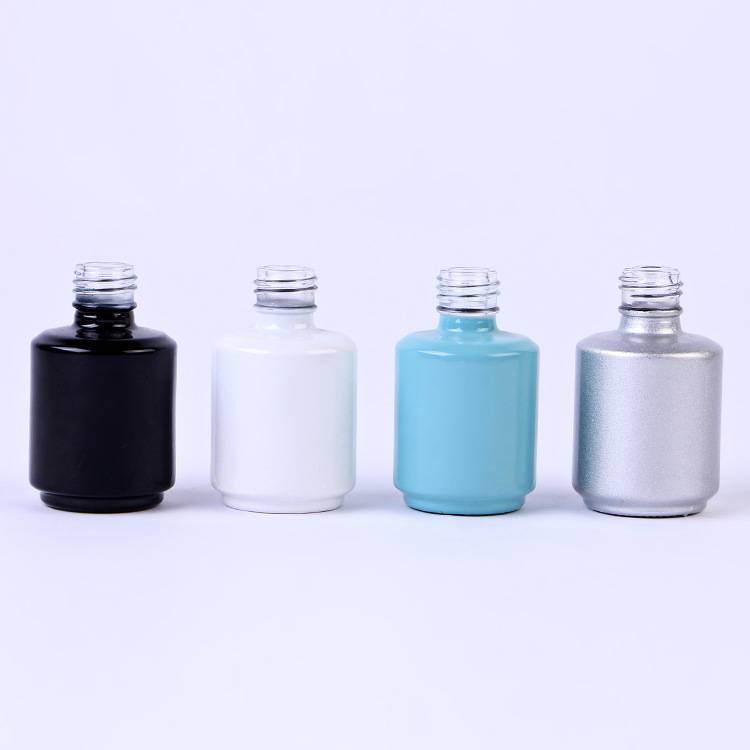Factory wholesale Small Cream Jar -
 15ml 16ml 0.53oz Cylinder round white black printing empty custom large nail polish glass bottle   – Linearnuo