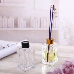 Nagyker téglalap alakú kristály aroma dekoratív üveg reed diffúzorral palack fém kupakkal 100ml