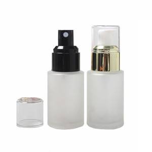 30ml wholesale cylinder frosted glass serum empty bottle with pump spray