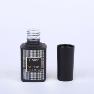 Hot-stamping logo print 12ml 0.4oz black square glass empty nail polish bottle