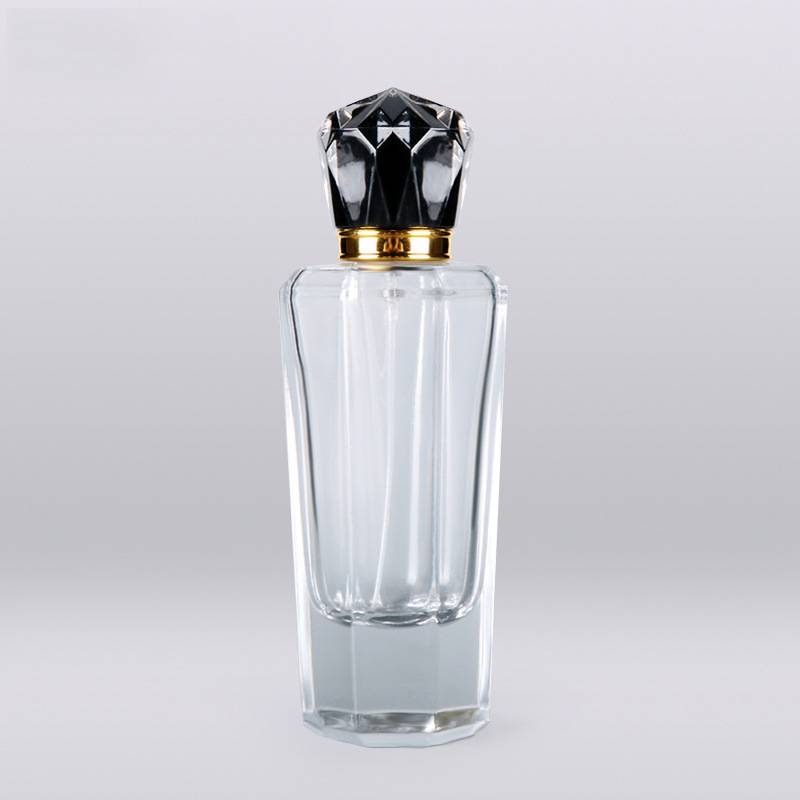Reasonable price Perfume Empty Bottle - 100ml thick base crystal perfume bottle brand spray perfume empty glass bottle with black cap – Linearnuo