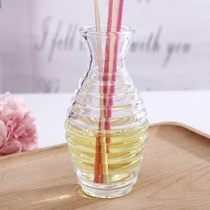 wholesale luxury 43ml unique design aroma fragrance reed diffuser glass bottle with fiber sticks